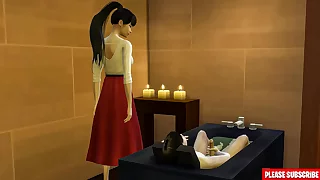 Asian step-mom Helping stepson Masturbate Anent The Bath